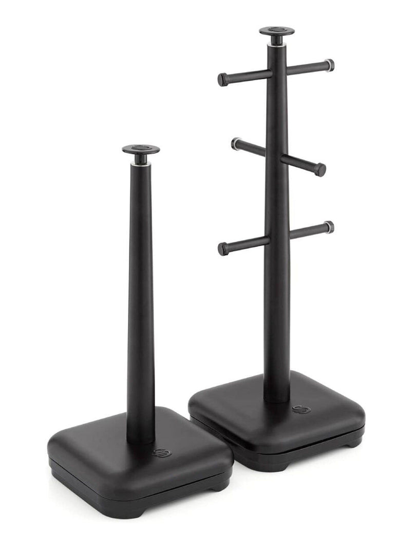 Swan black towel pole and mug tree set - British product
