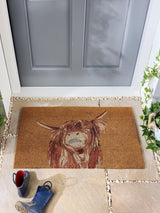 Next My Mat Natural Highland Cow Coir Doormat 75cm x 45cm- Buy online at McGrocer