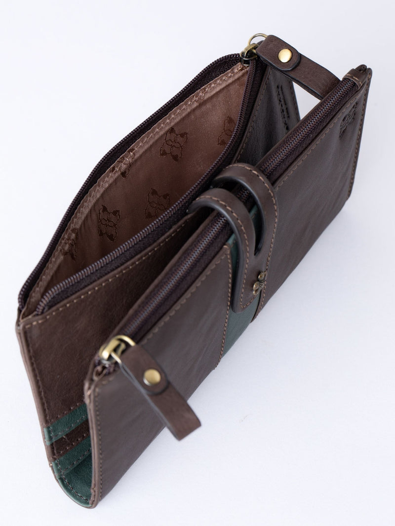 Lakeland Leather Hartsop brown double zip purse, UK version