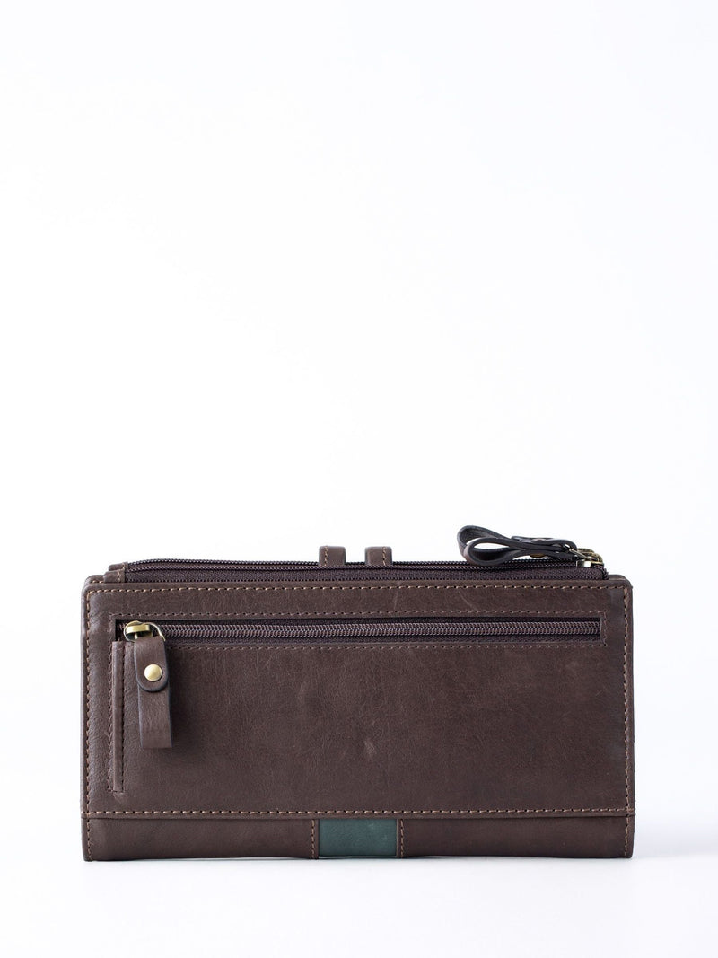 Lakeland Leather Hartsop brown double zip purse, UK version