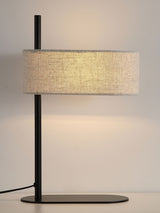 Next Searchlight Matt Black Larsen 1 Light Table Lamp with Metal and Linen Shade- Buy online at McGrocer