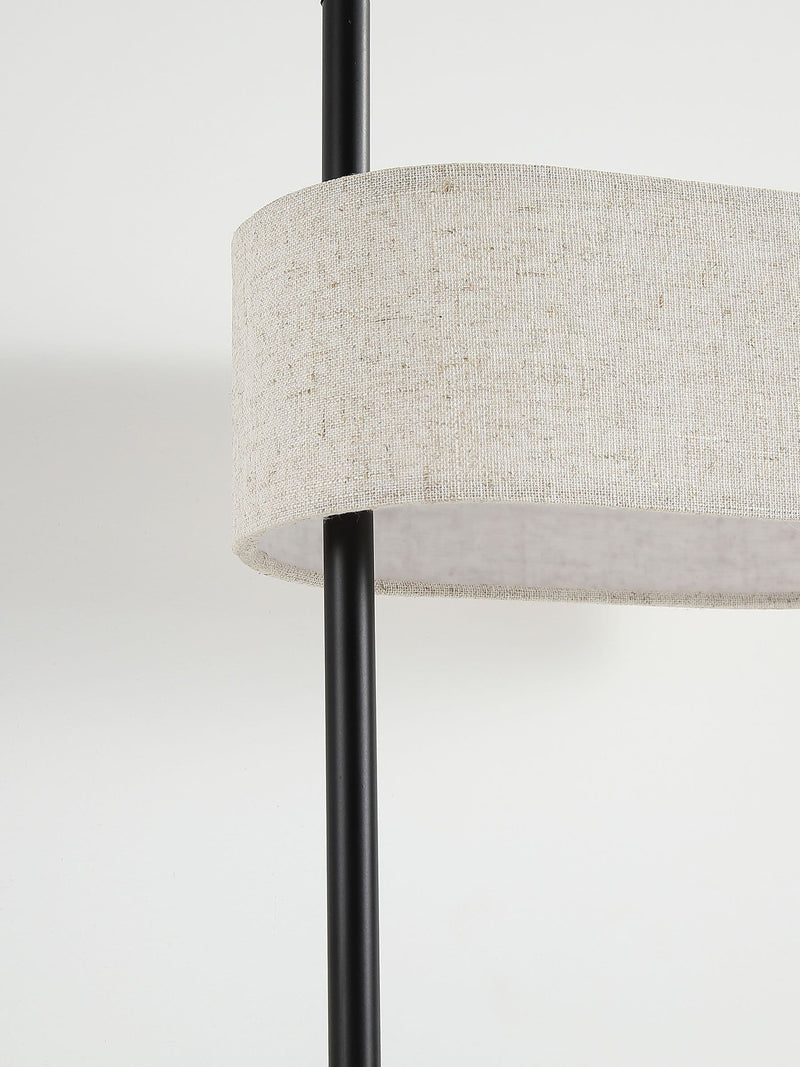 Searchlight Larsen table lamp matt black linen shade 43cm - British product