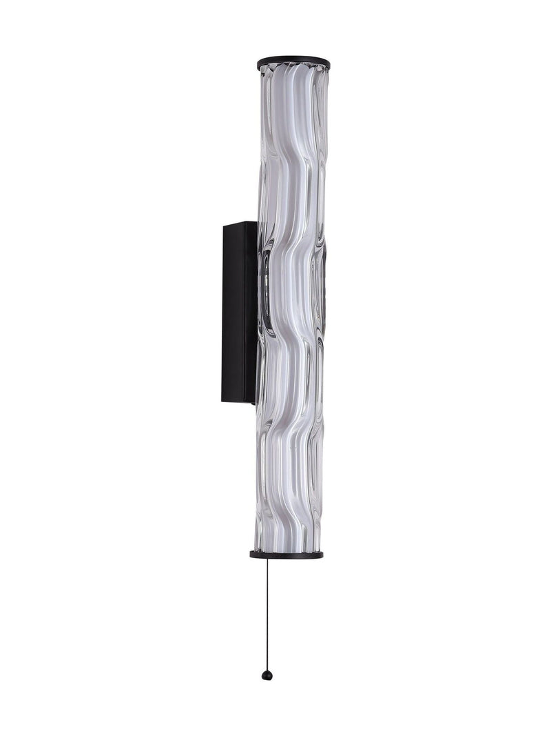 Searchlight Raphie LED wall light black clear glass, imported from the UK
