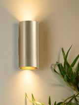 Next Searchlight Gold Lillie Cylinder Up & Down Wall Light, GU10- Buy online at McGrocer
