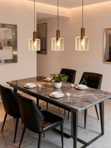 Next Searchlight Mocha and Amber Dole 3 Light Bar Pendant Metal & Glass Ceiling Light- Buy online at McGrocer