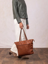 Next Lakeland Leather Brown Storrs Woven Tote Bag- Buy online at McGrocer