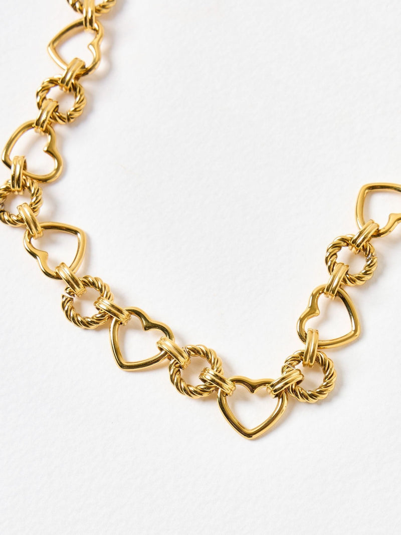 Oliver Bonas gold tone heart chunky chain necklace, imported from the UK