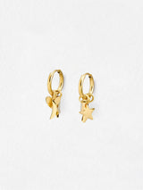 Next Oliver Bonas Gold Tone Nina Stainless Steel Waterproof Star, Moon & Heart Charm Hoop Earrings- Buy online at McGrocer
