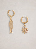 White Stuff gold tone sunny charm earrings, UK version