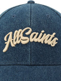AllSaints blue denim baseball cap, imported from the UK