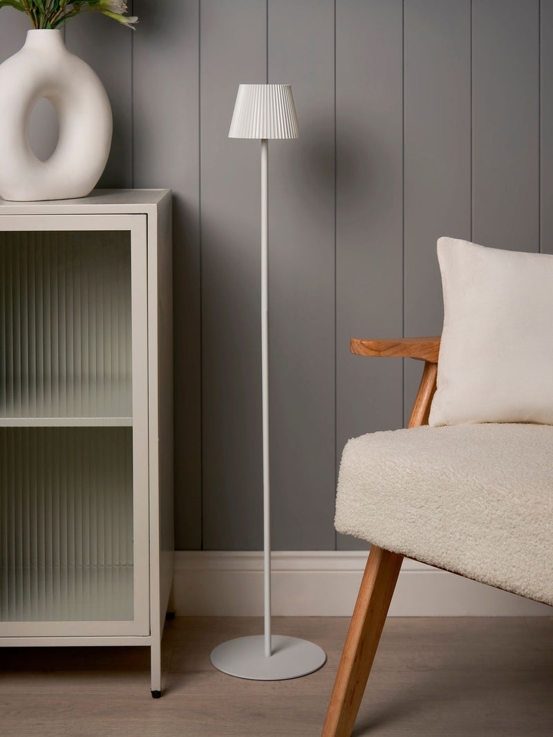 BHS White Esther USB-C rechargeable floor lamp, UK version