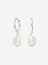 Next Inicio Silver Pearl Charm Hoops Earrings 10mm x 16mm- Buy online at McGrocer