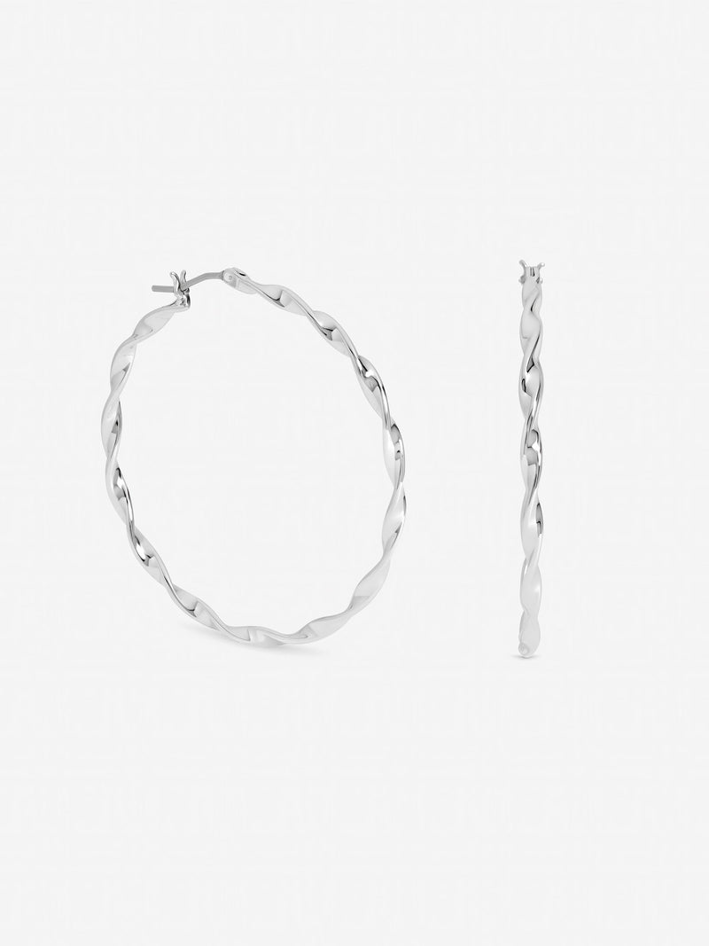 Inicio silver tone large twist hoop earrings (British brand)