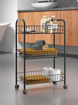 Next Metaltex Lugano Black 3-Tier Storage Rolling Cart 41x23x63cm- Buy online at McGrocer