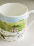 Sophie Allport white spring cottage scene mug - British product