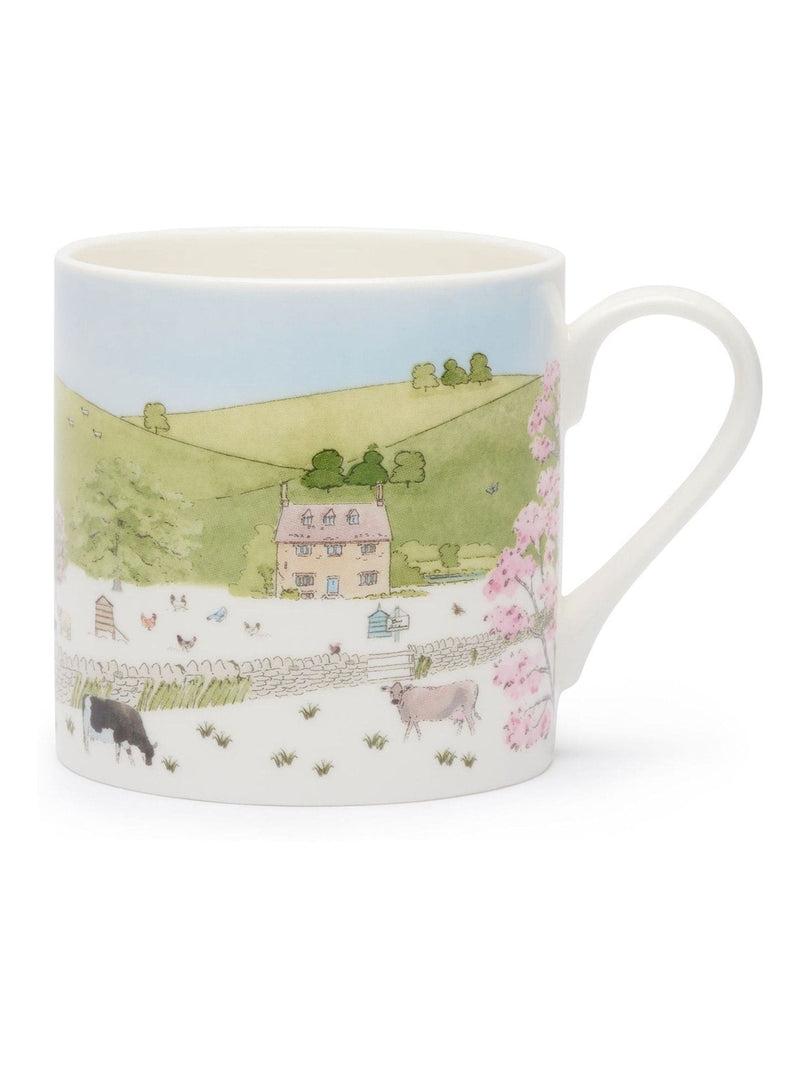 Sophie Allport white spring cottage scene mug - British product