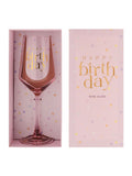 Widdop pink happy birthday wine glass 23.5cm, imported from the UK