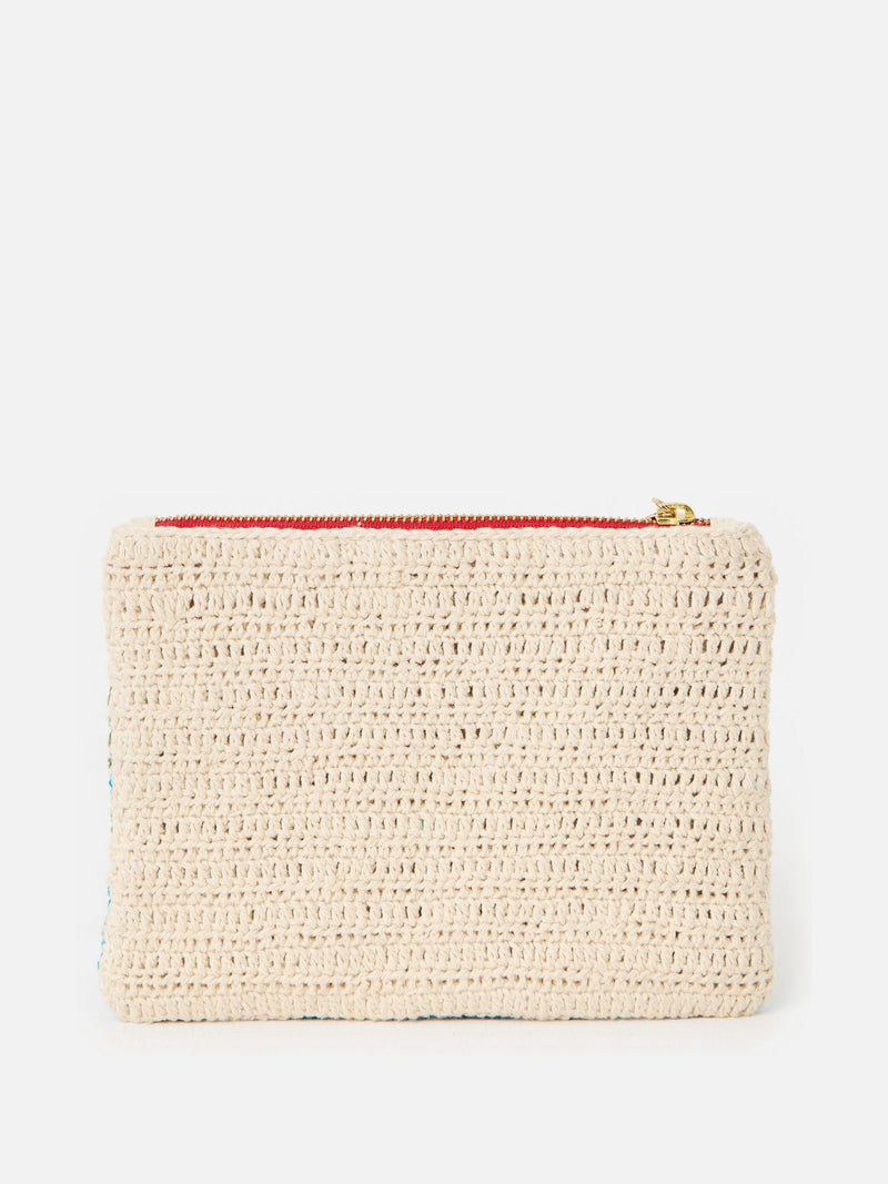 Oliver Bonas blue boating scene knitted zipped pouch, UK version