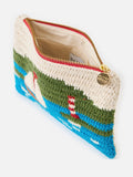 Oliver Bonas blue boating scene knitted zipped pouch, UK version