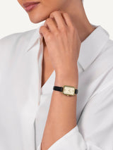 Next Radley Black Pale Gold Plated Rectangular Case Leather Strap Watch- Buy online at McGrocer