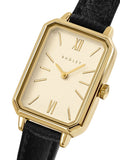 Radley watch with pale gold case and black leather strap - British product