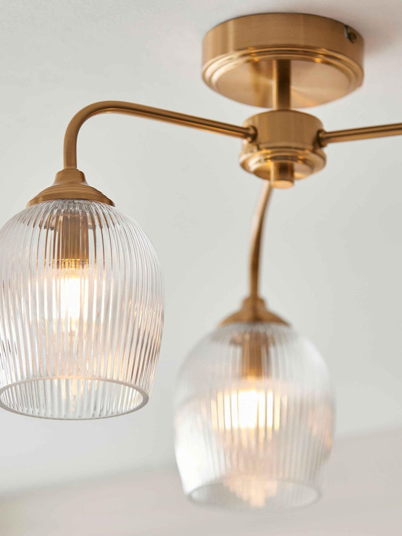 Gallery Home aged brass ribbed ceiling light, imported from the UK