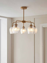 Next Gallery Home Aged Brass Ashton Ribbed 5 Ceiling Pendant Light- Buy online at McGrocer
