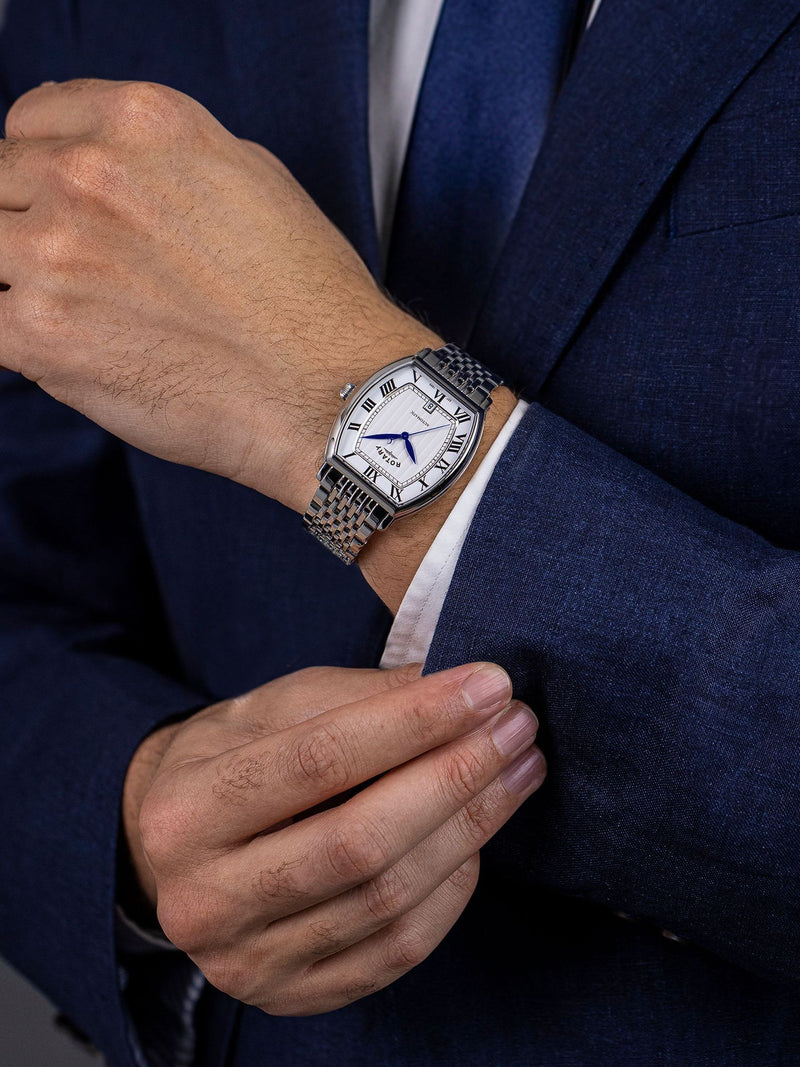 Rotary silver tone automatic watch stainless steel bracelet, imported from the UK