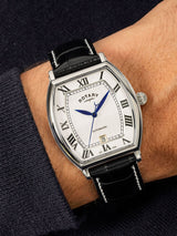 Next Rotary 1895 Stainless Steel Automatic Watch with Black Leather Strap- Buy online at McGrocer