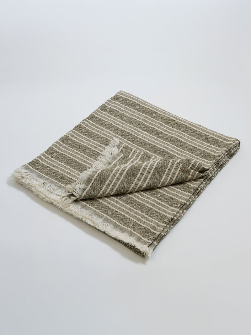 Secret Linen Store khaki stripe throw 230x260cm, imported from the UK