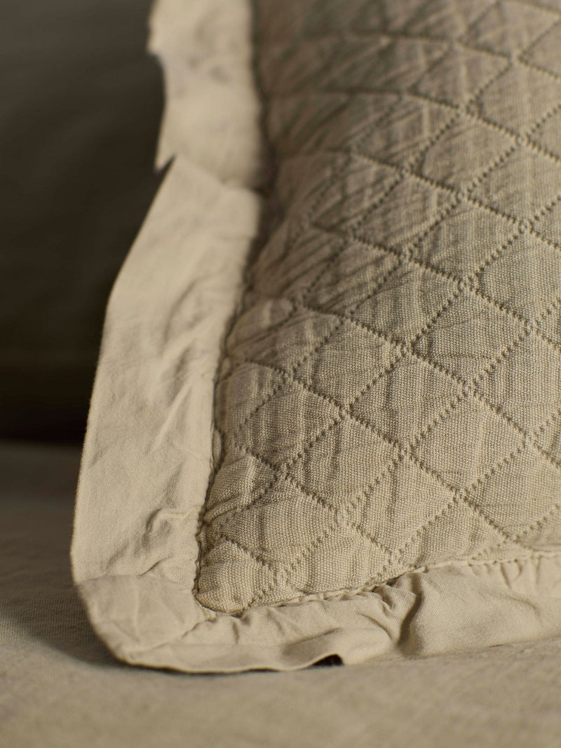 Secret Linen Store soft sage quilted cushion cover 50x50cm - British product