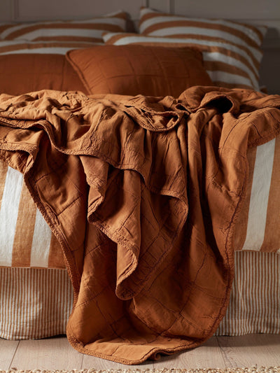 Next Secret Linen Store Amber Finn Quilted Throw King Size- Buy online at McGrocer