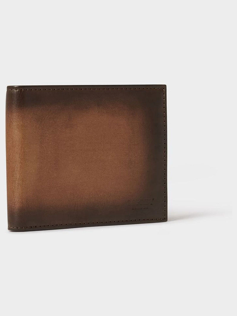 Osprey London brown hand-burnished leather coin pocket wallet, imported from the UK