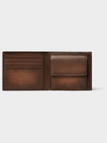 Osprey London brown hand-burnished leather coin pocket wallet, imported from the UK