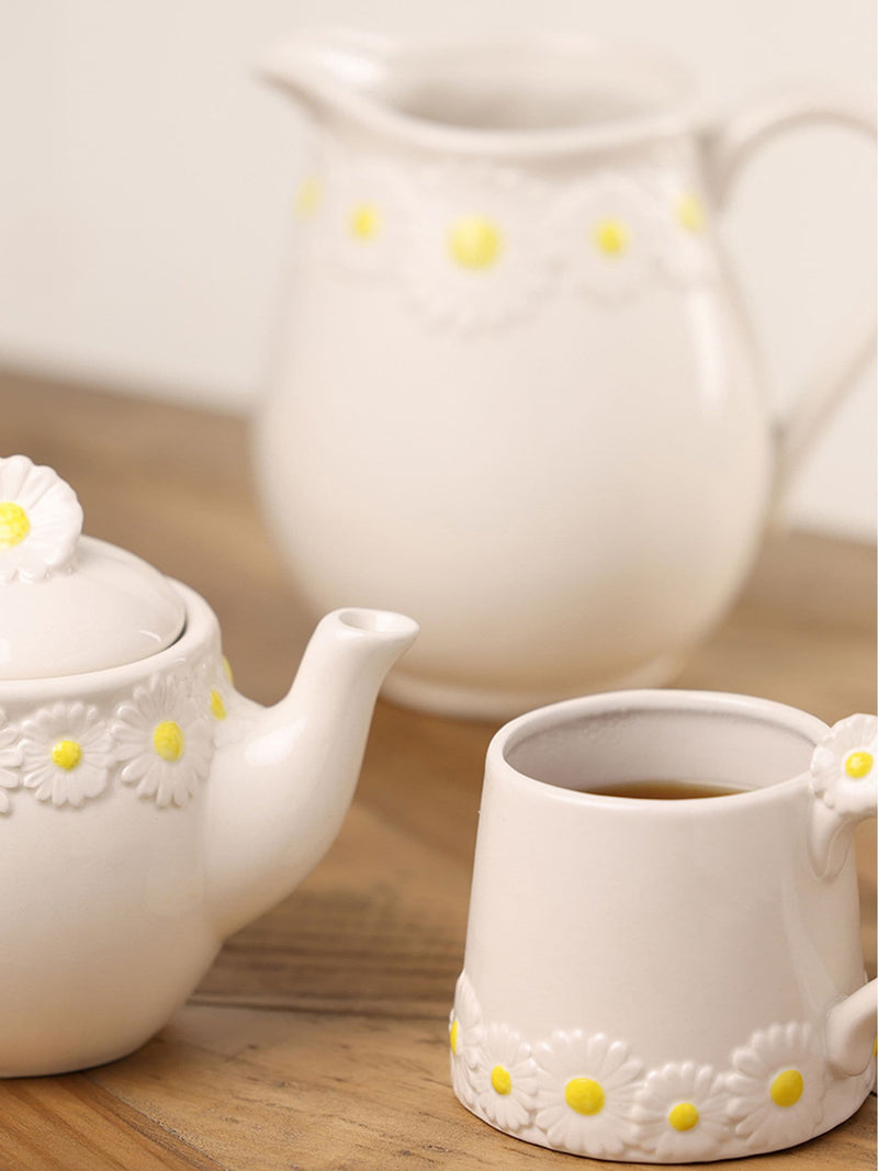 Widdop daisy teapot white ceramic 11cm (British brand)