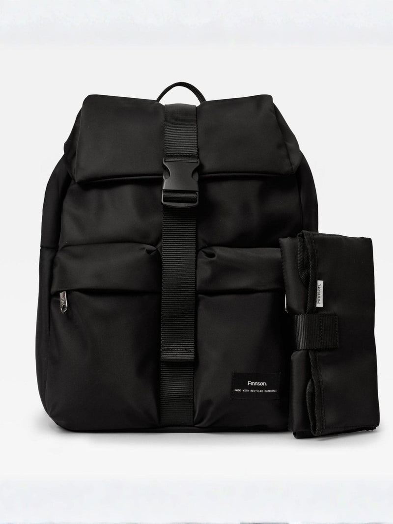 Finnson Elise black print changing backpack with mat - British product