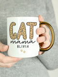 PMC personalised cat mum mug with gold handle 11cm - British product