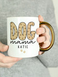 PMC personalised dog mug with gold handle, 11cm, UK version