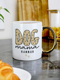 PMC personalised dog mug with gold handle, 11cm, UK version