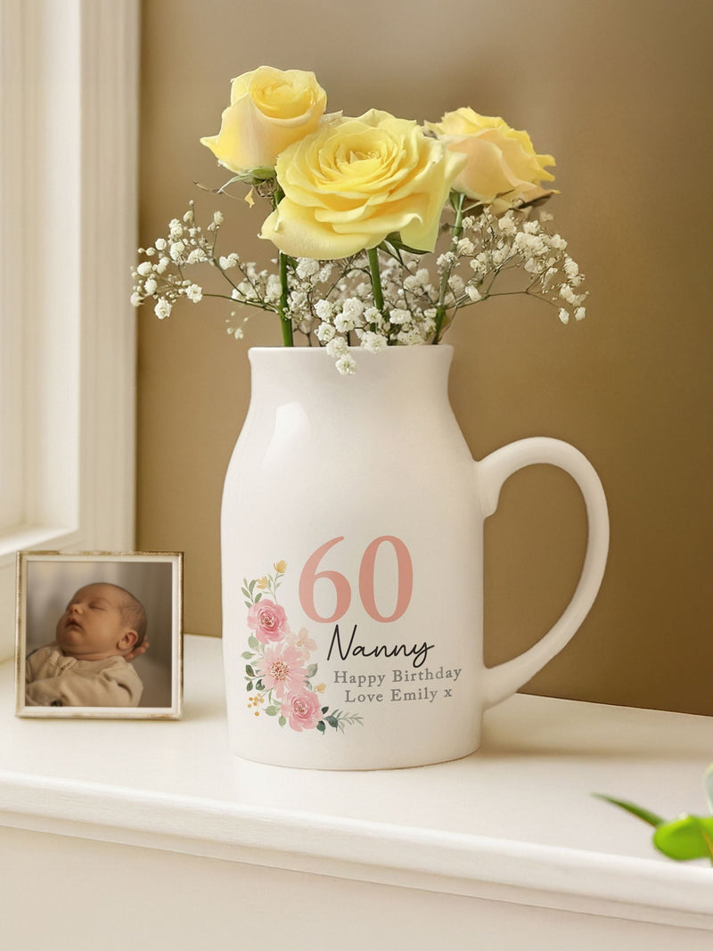 PMC floral jug vase personalised 12cm - British product