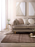 Origin Rugs brown chunky knit rug, hand-woven wool blend (British brand)