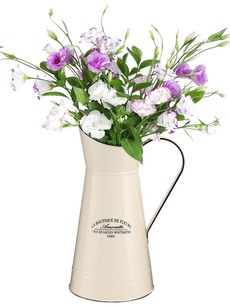 Dibor Cream Pitcher Jug enamel vase with vintage text (British brand)