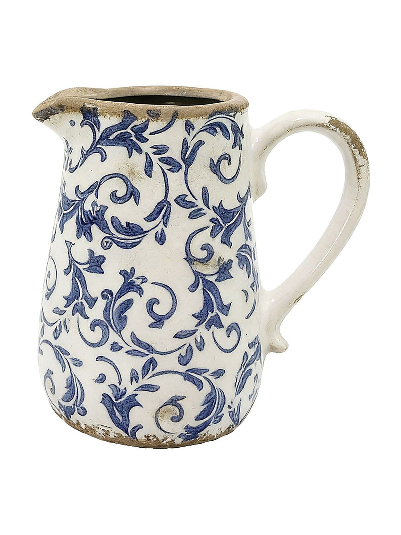 Dibor blue botanical pitcher jug ceramic 18cm, UK version