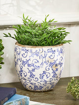 Next Dibor Blue Botanical Ceramic Plant Pot- Buy online at McGrocer