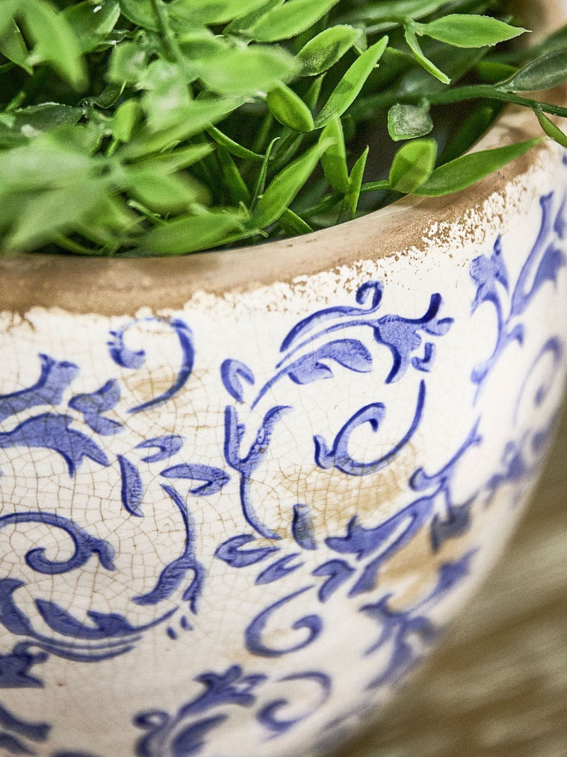 Dibor Blue Botanical Plant Pot 17cm, imported from the UK