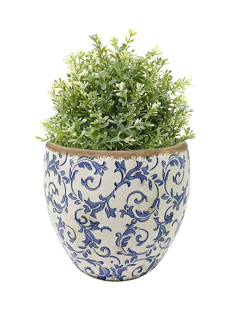Dibor Blue Botanical Plant Pot 17cm, imported from the UK