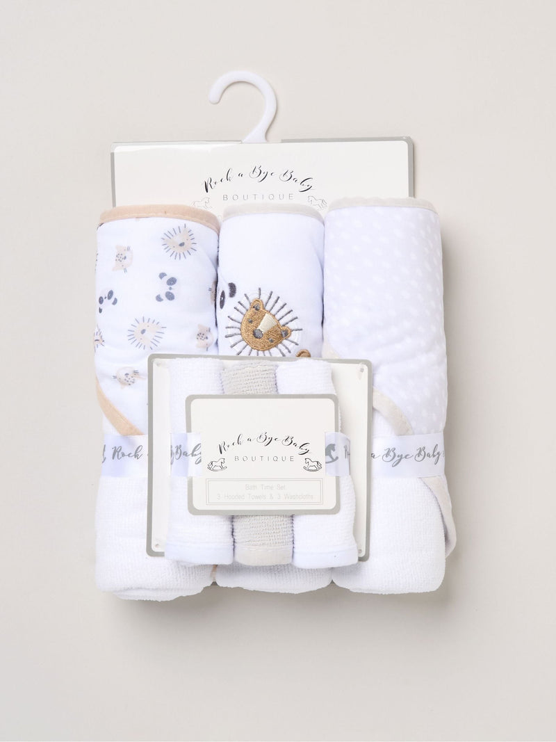 Rockabye Baby animal print hooded towel set 3 pack (British brand)