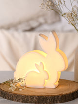 Next Widdop White LED Ceramic Mum and Baby Bunny Light 15cm- Buy online at McGrocer