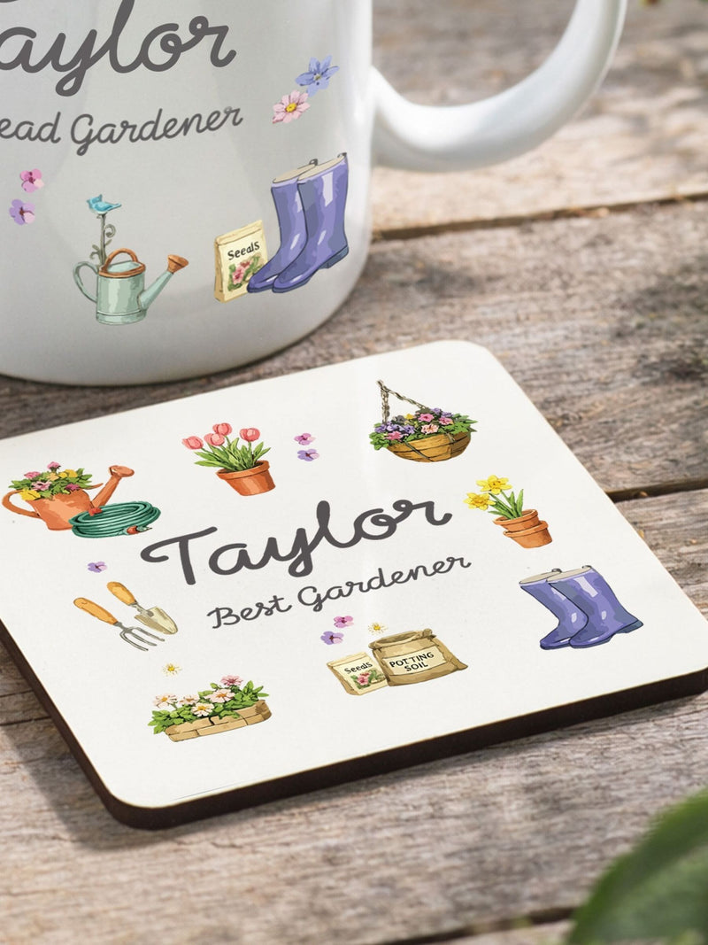 Gardener mug and coaster set 11oz personalisable (British brand)
