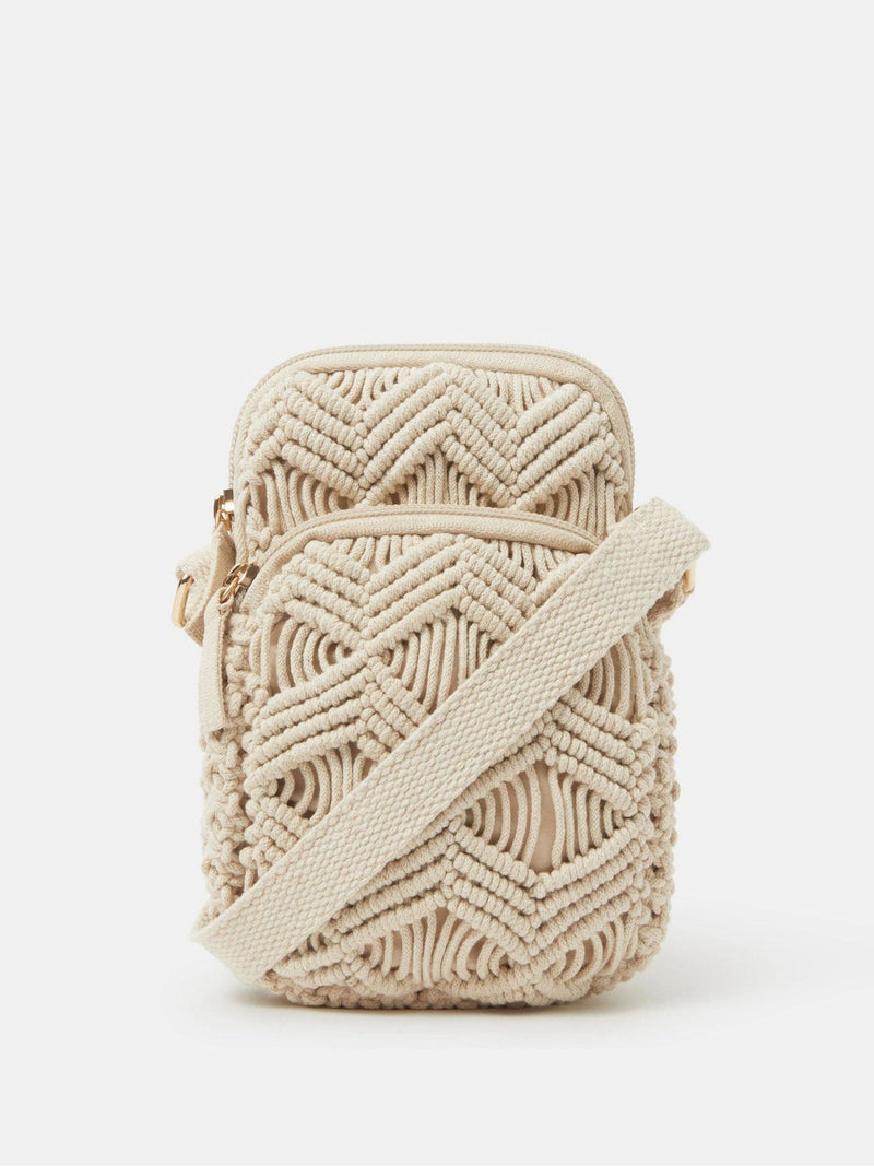 Accessorize cream macrame phone bag (British brand)